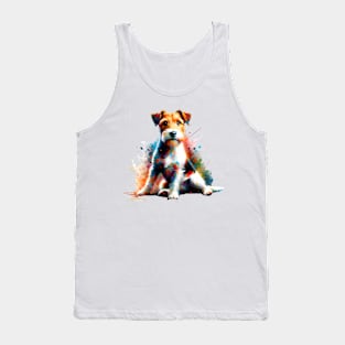 Parson Russell Terrier in Colorful Splashed Art Tank Top